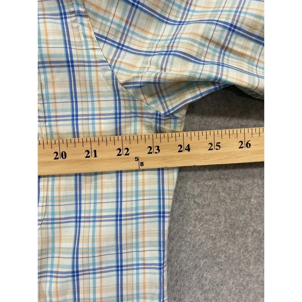 Peter Millar Crown Comfort Mens LARGE‎ Blue Plaid Button Down Shirt Long Sleeve